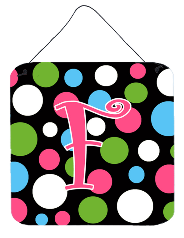 Initial Monogram - Polkadots and Pink Wall or Door Hanging Prints - 615872644308