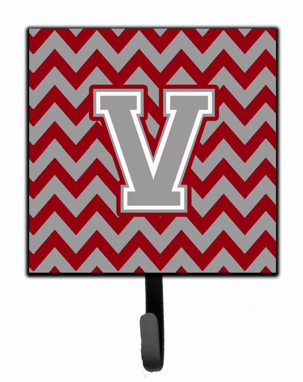 Letter Chevron Crimson and Grey   Leash or Key Holder - 638508305985