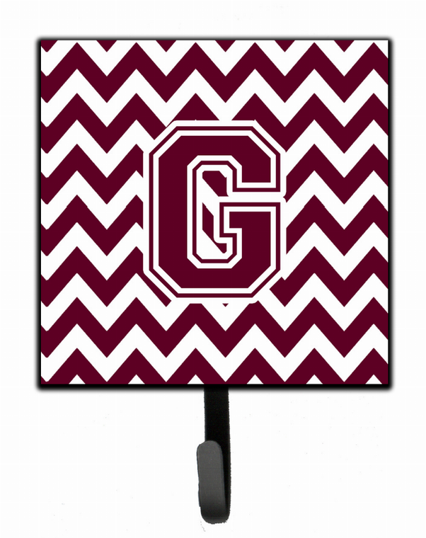Letter Chevron Maroon and White  Leash or Key Holder - 638508307835