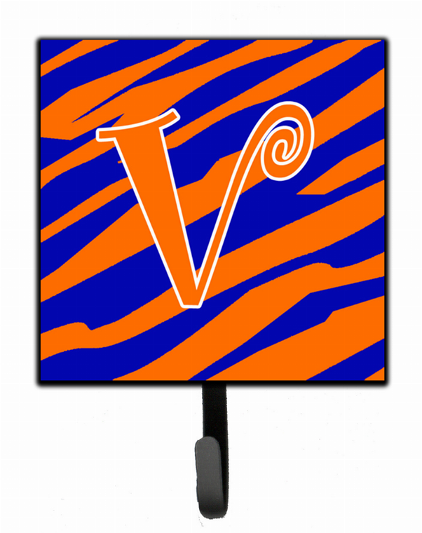 Letter Initial Tiger Stripe Blue and Orange Leash or Key Holder - 615872518937