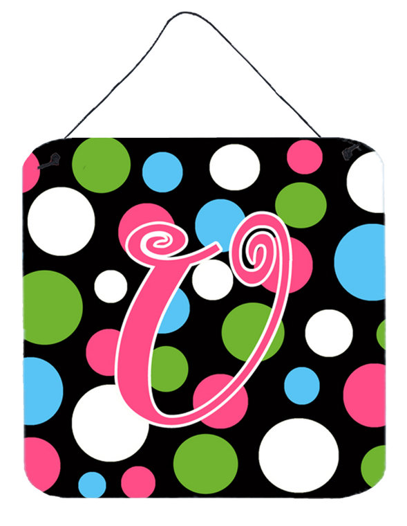 Initial Monogram - Polkadots and Pink Wall or Door Hanging Prints - 615872644452