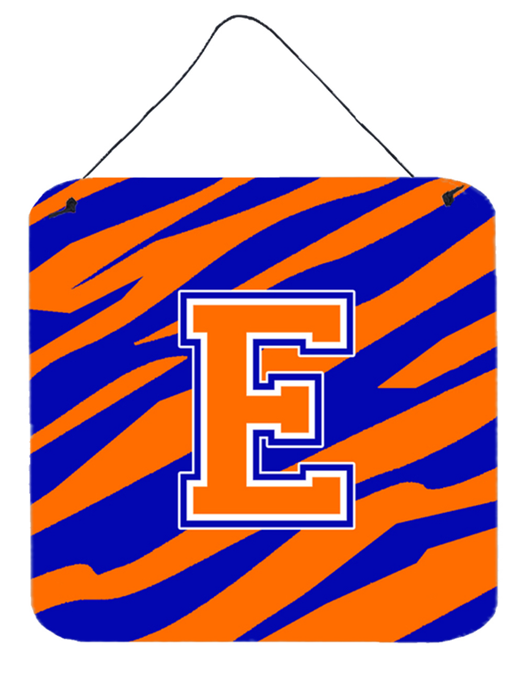 Initial Tiger Stripe - Blue Orange  Wall or Door Hanging Prints - 615872641680
