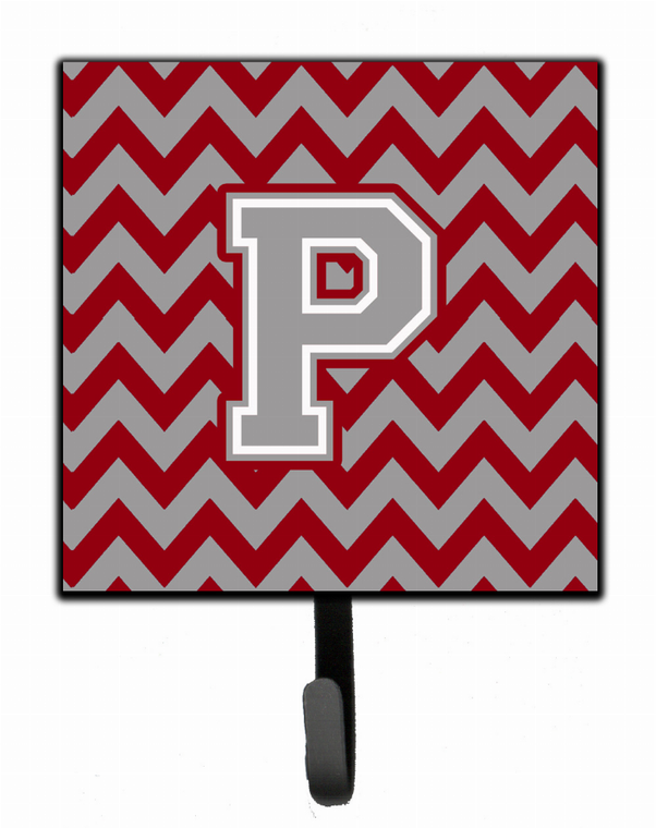 Letter Chevron Crimson and Grey   Leash or Key Holder - 638508305923