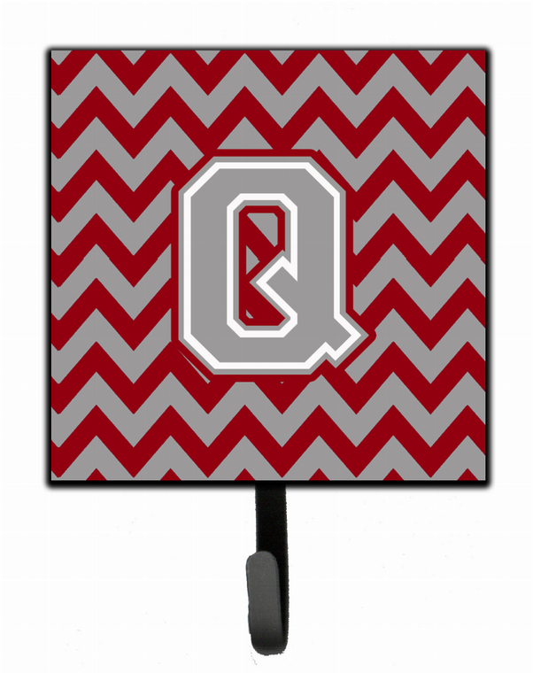 Letter Chevron Crimson and Grey   Leash or Key Holder - 638508305930