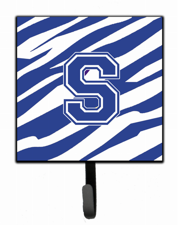 Letter Initial Tiger Stripe Blue and White Leash or Key Holder - 615872518401