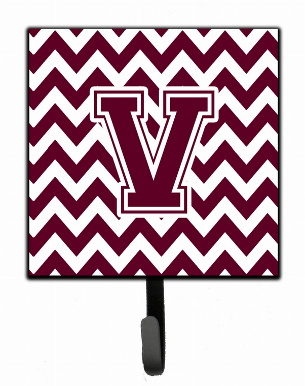 Letter Chevron Maroon and White  Leash or Key Holder - 638508307989