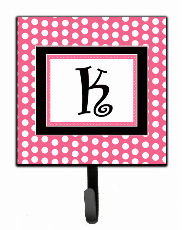 Letter Monogram - Pink Black Polka Dots Leash or Key Holder - 615872513901