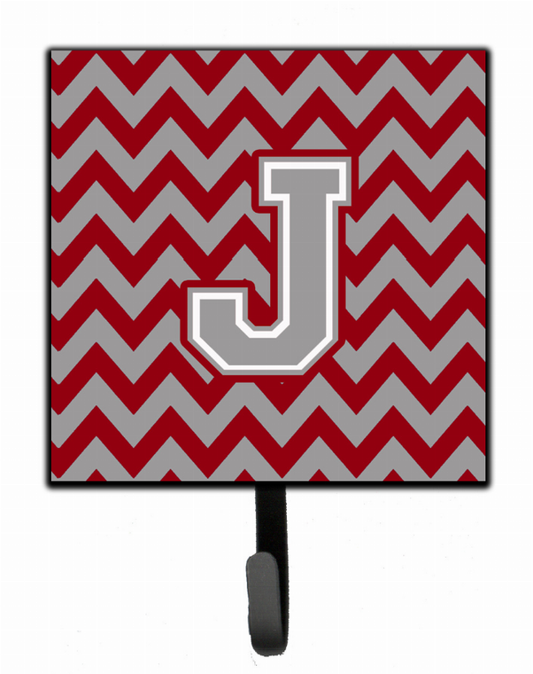 Letter Chevron Crimson and Grey   Leash or Key Holder - 638508305862