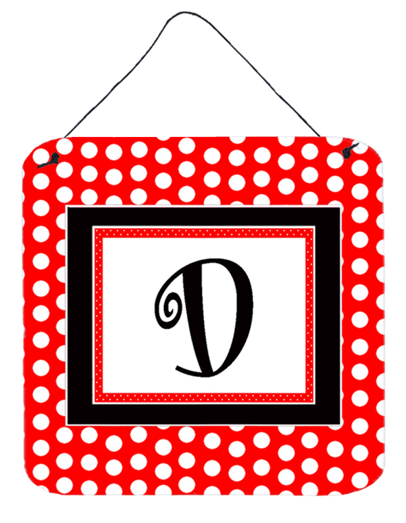 Monogram - Red and Black Polka Dots Wall or Door Hanging Prints - 615872640508