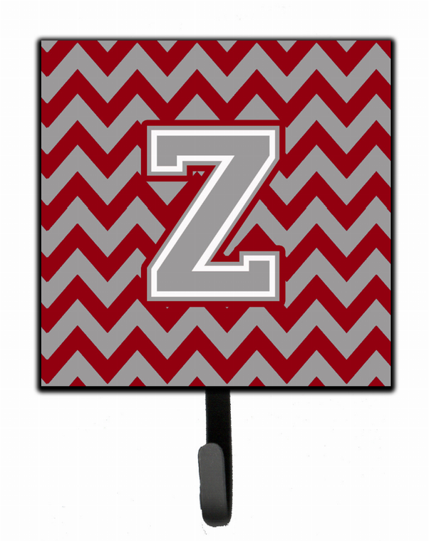 Letter Chevron Crimson and Grey   Leash or Key Holder - 638508306029