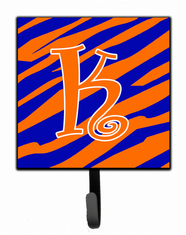 Letter Initial Tiger Stripe Blue and Orange Leash or Key Holder - 615872518821