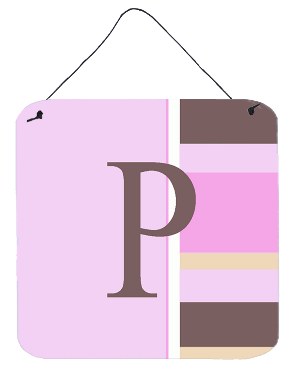 Monogram - Pink Stripes Wall or Door Hanging Prints - 615872639854