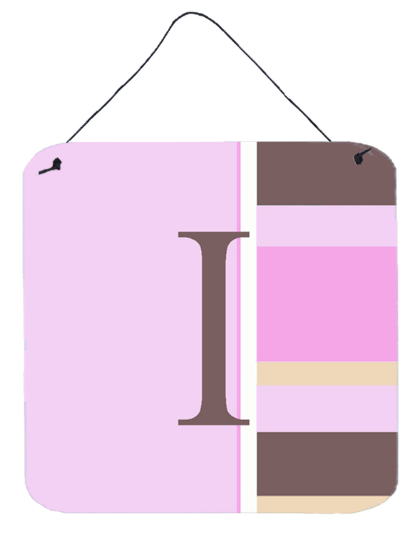 Monogram - Pink Stripes Wall or Door Hanging Prints - 615872639786