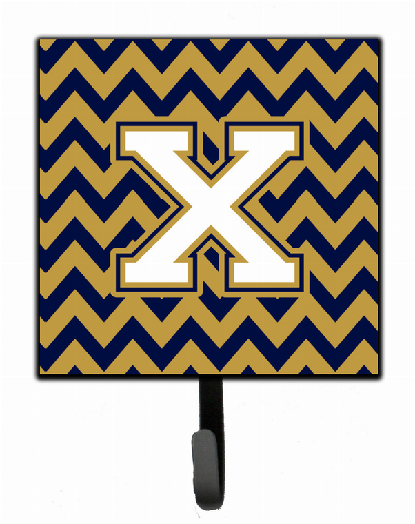 Letter Chevron Navy Blue and Gold Leash or Key Holder - 638508309273