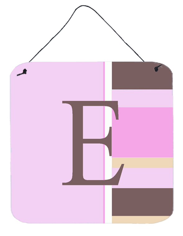 Monogram - Pink Stripes Wall or Door Hanging Prints - 615872639748
