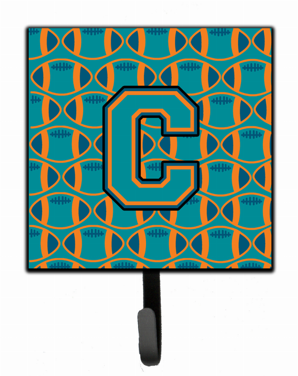 Letter Football Aqua, Orange and Marine Blue Leash or Key Holder - 638508310620