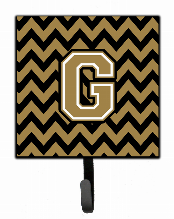 Letter Chevron Black and Gold  Leash or Key Holder - 638508307583