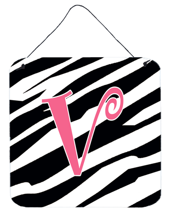 Initial Zebra Stripe and Pink Wall or Door Hanging Prints - 615872644223