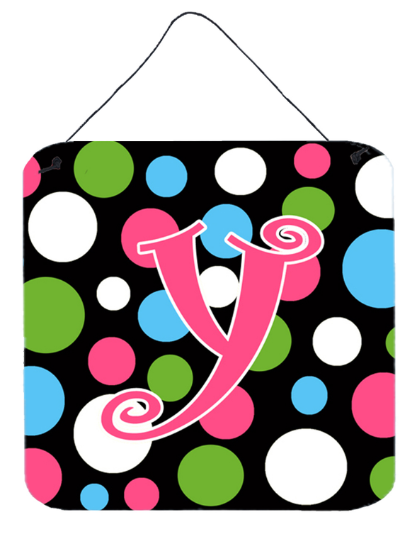 Initial Monogram - Polkadots and Pink Wall or Door Hanging Prints - 615872644490