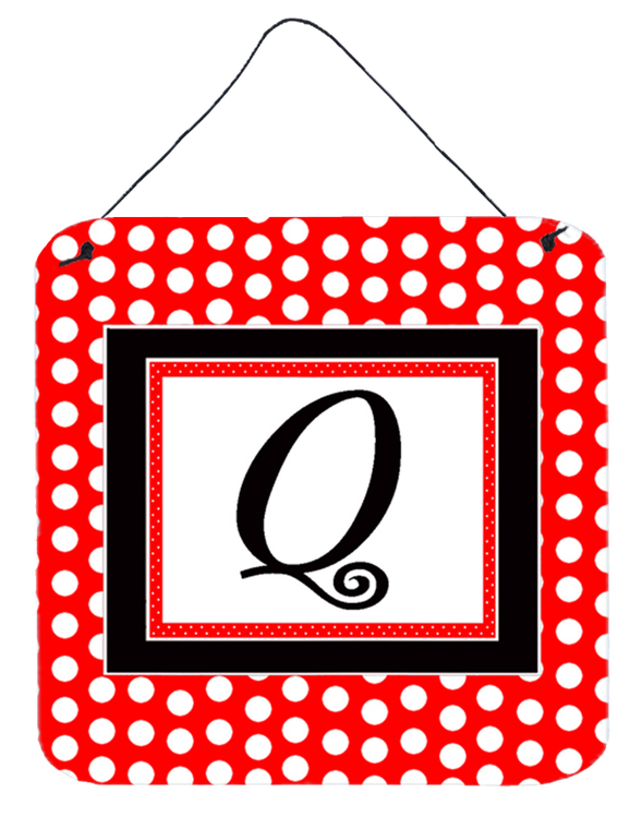Monogram - Red and Black Polka Dots Wall or Door Hanging Prints - 615872640638