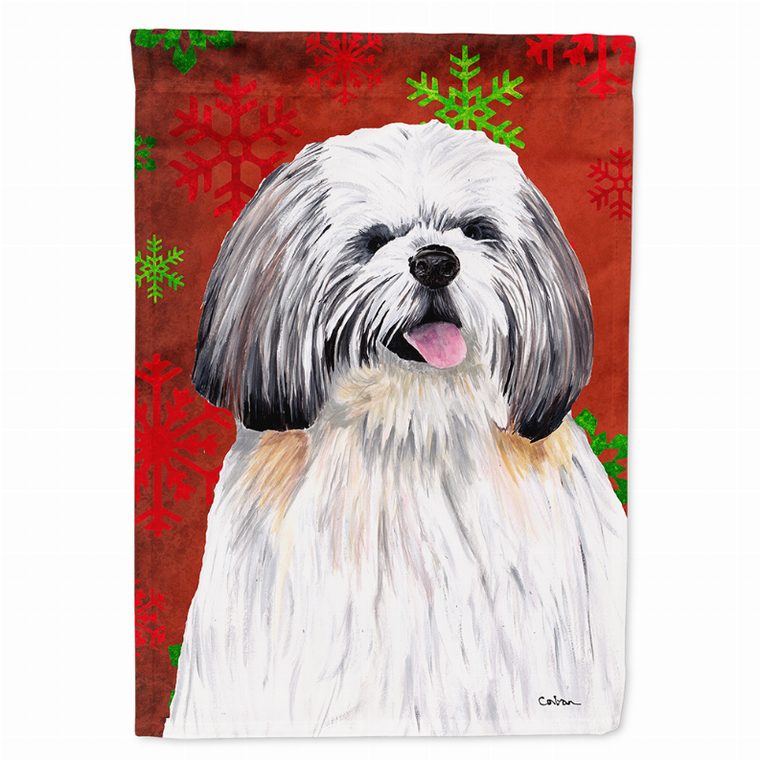 Red and Green Snowflakes Holiday Christmas Dog Flag Garden Size - 705332068239