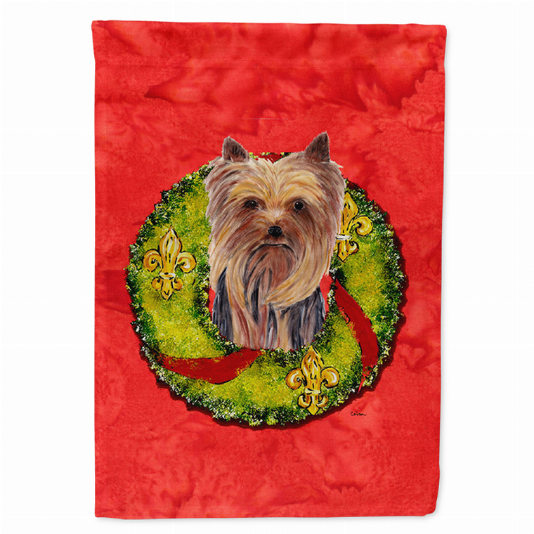 Christmas Wreath With Dog Flag Garden Size - 705332047531