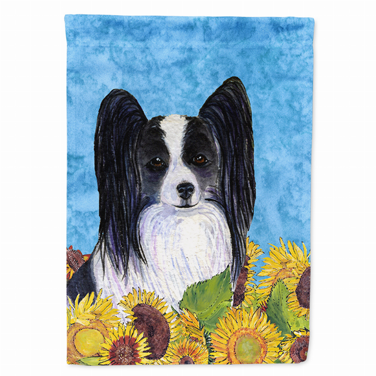 Dog in Summer Flowers Flag Garden Size - 705332049399
