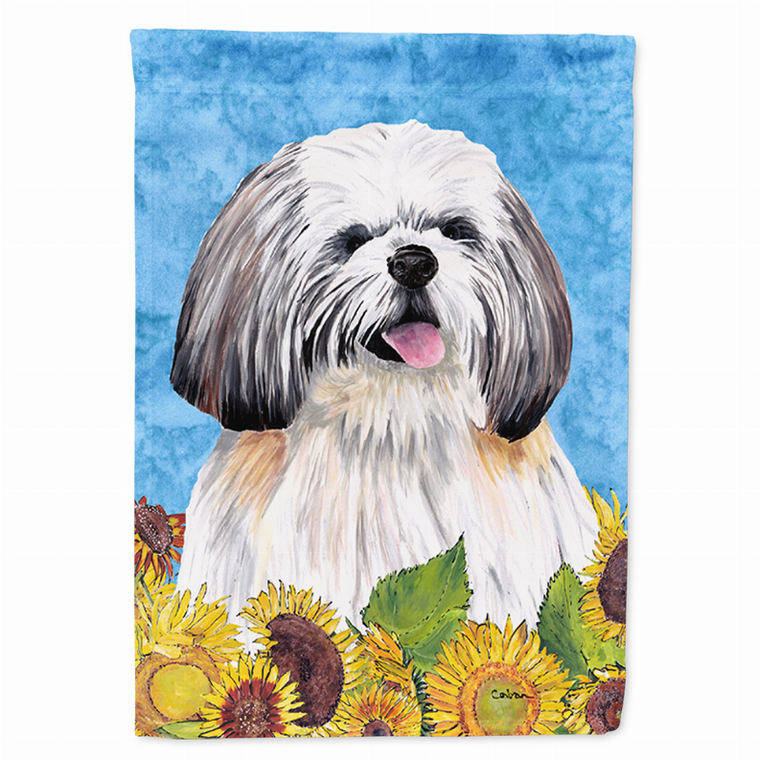 Dog in Summer Flowers Flag Garden Size - 705332047340