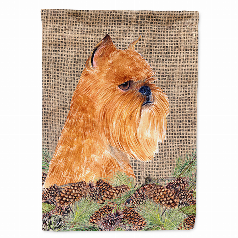 Faux Burlap and Pine Cones with Dog Flag Garden Size - 705332048859