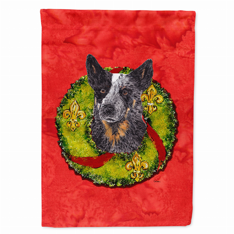 Christmas Wreath With Dog Flag Garden Size - 705332047494