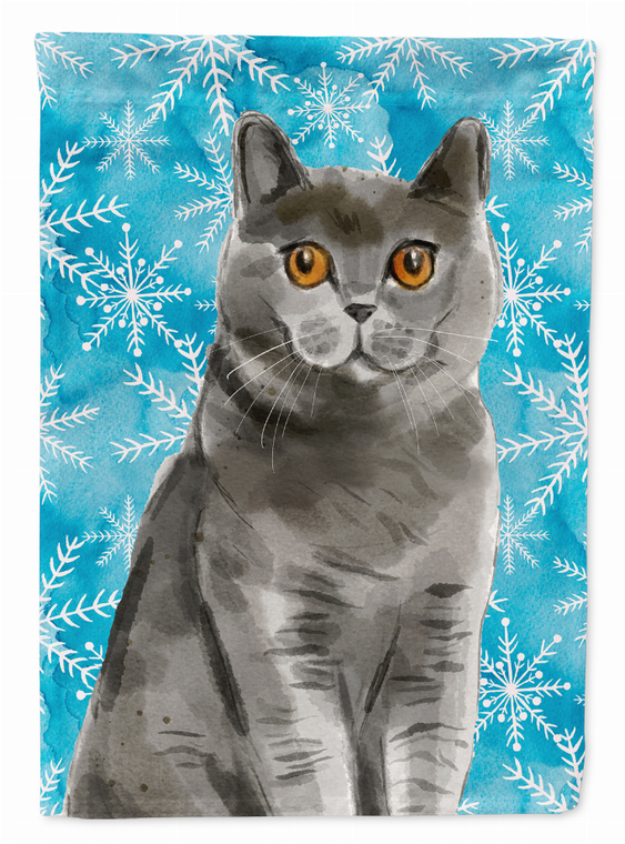 Winter Snowflake Cat Art Flag Canvas - 194030043554