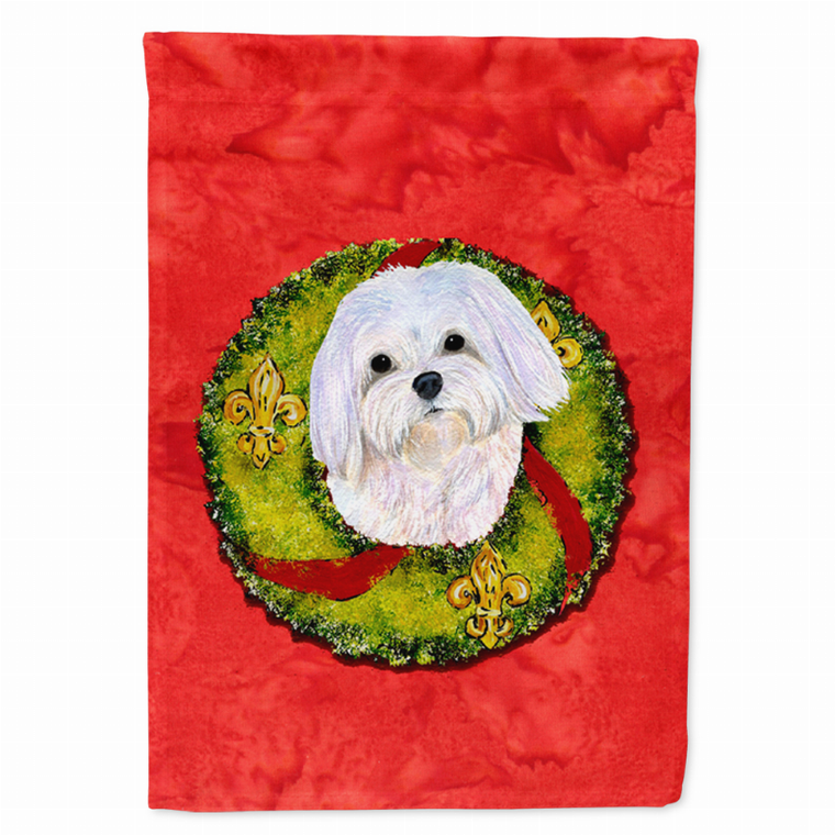 Christmas Wreath With Dog Flag Garden Size - 705332049733