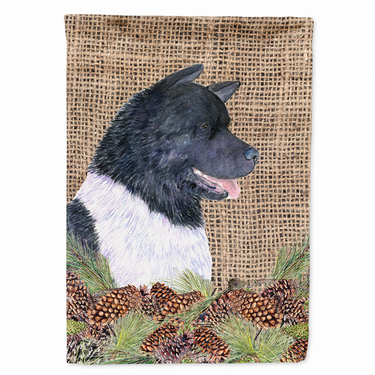 Faux Burlap and Pine Cones with Dog Flag Garden Size - 705332048620