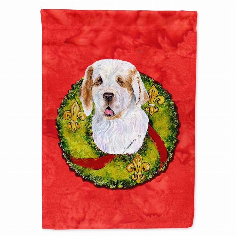 Christmas Wreath With Dog Flag Garden Size - 705332049900