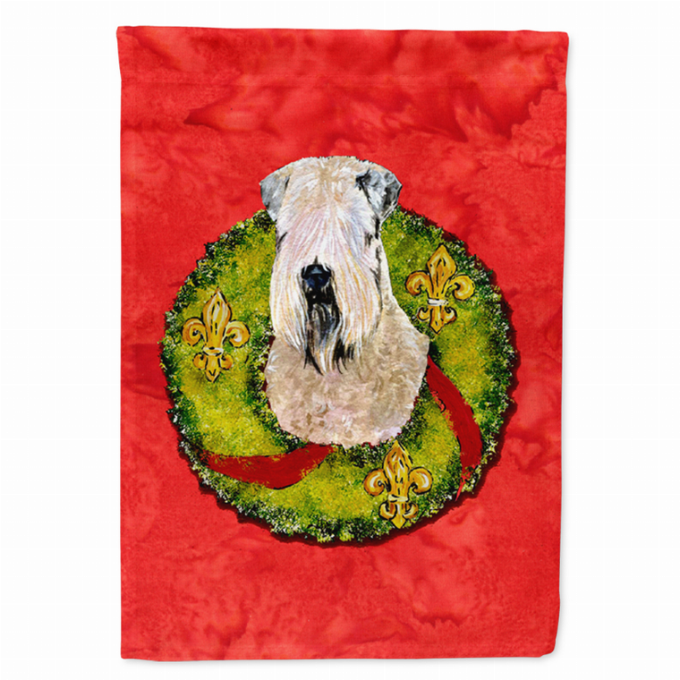 Christmas Wreath With Dog Flag Garden Size - 705332049795