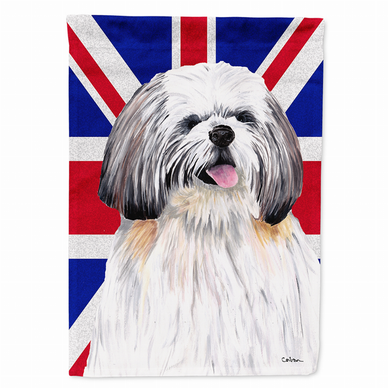 Dog with English Union Jack British Flag Garden Size Flag - 615872818778