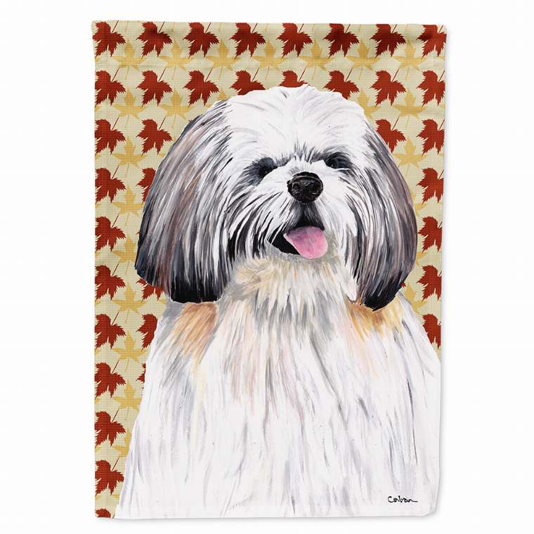 Fall Leaves with Dog Portrait Flag Garden Size - 705332063234