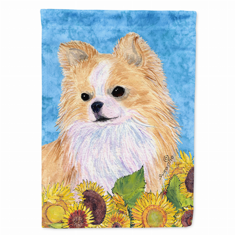 Dog in Summer Flowers Flag Garden Size - 705332050432