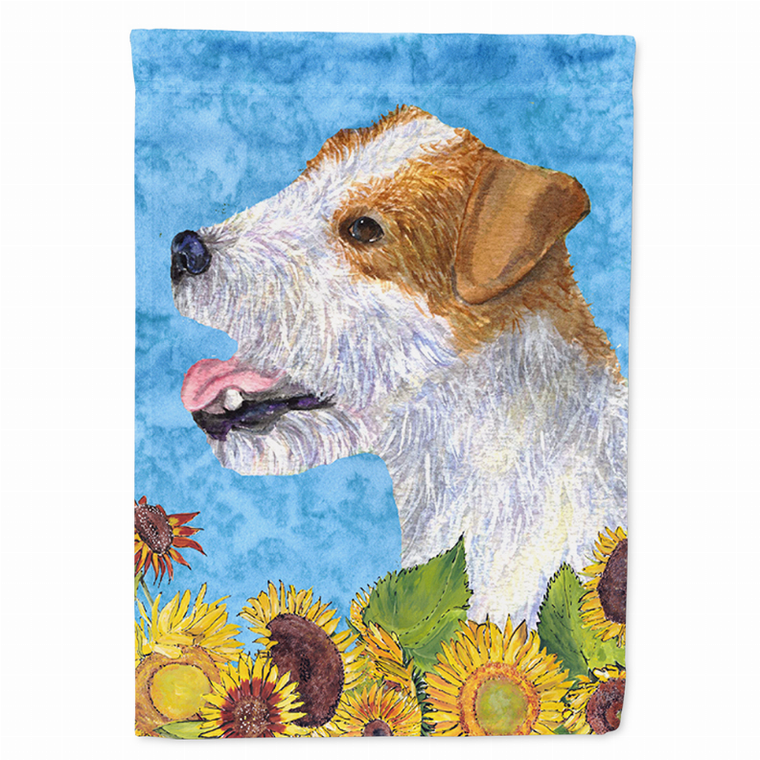 Dog in Summer Flowers Flag Garden Size - 705332049382
