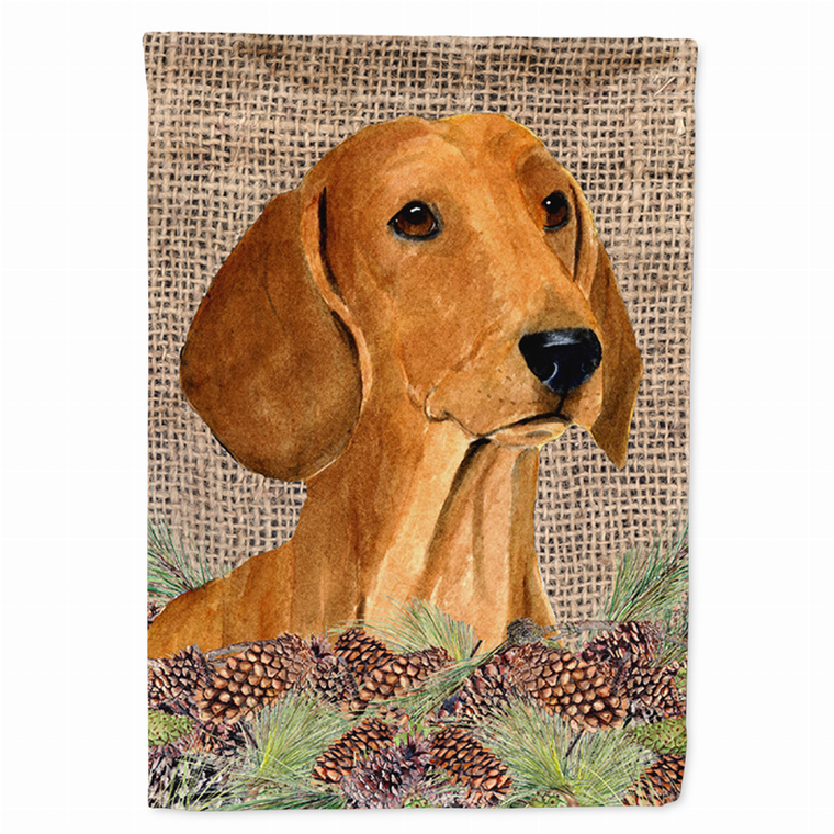 Faux Burlap and Pine Cones with Dog Flag Garden Size - 705332048798