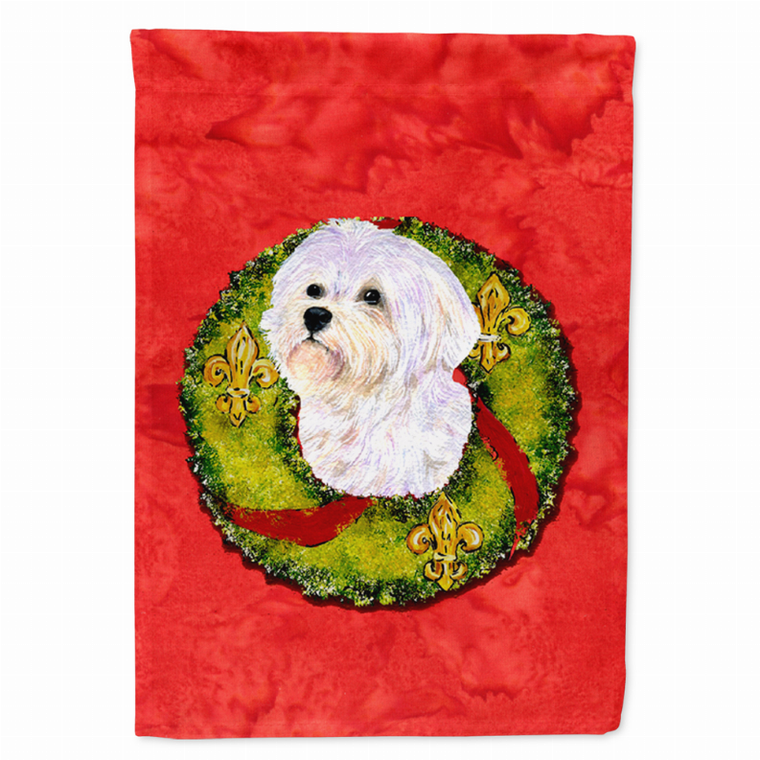 Christmas Wreath With Dog Flag Garden Size - 705332049726