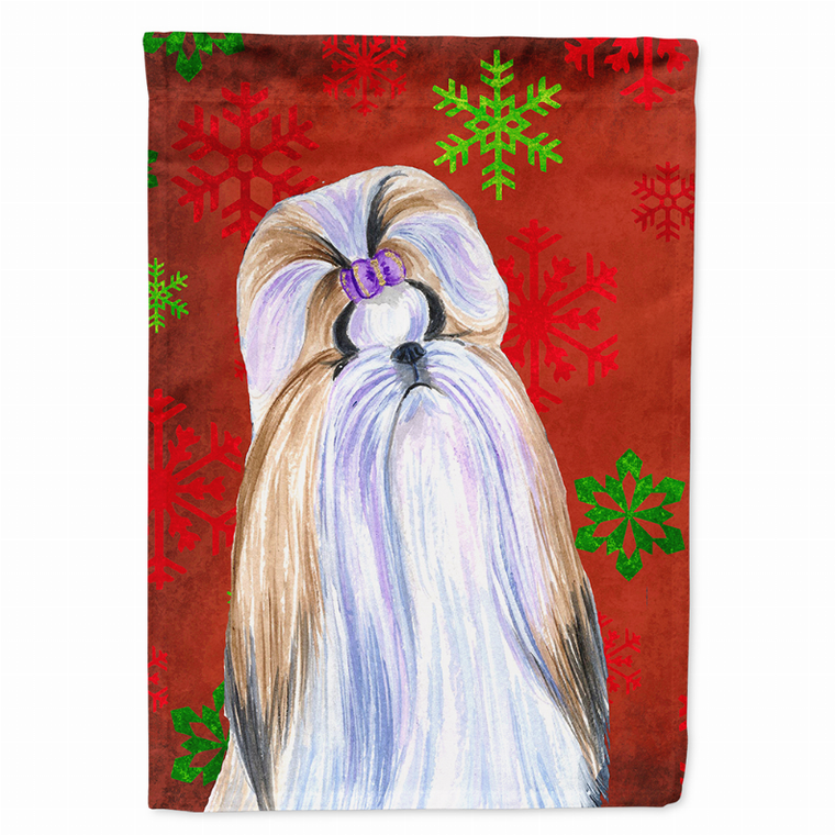 Red and Green Snowflakes Holiday Christmas Dog Flag Garden Size - 705332069809