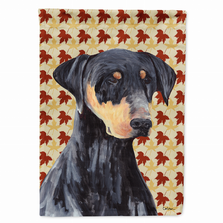 Fall Leaves with Dog Portrait Flag Garden Size - 705332063173