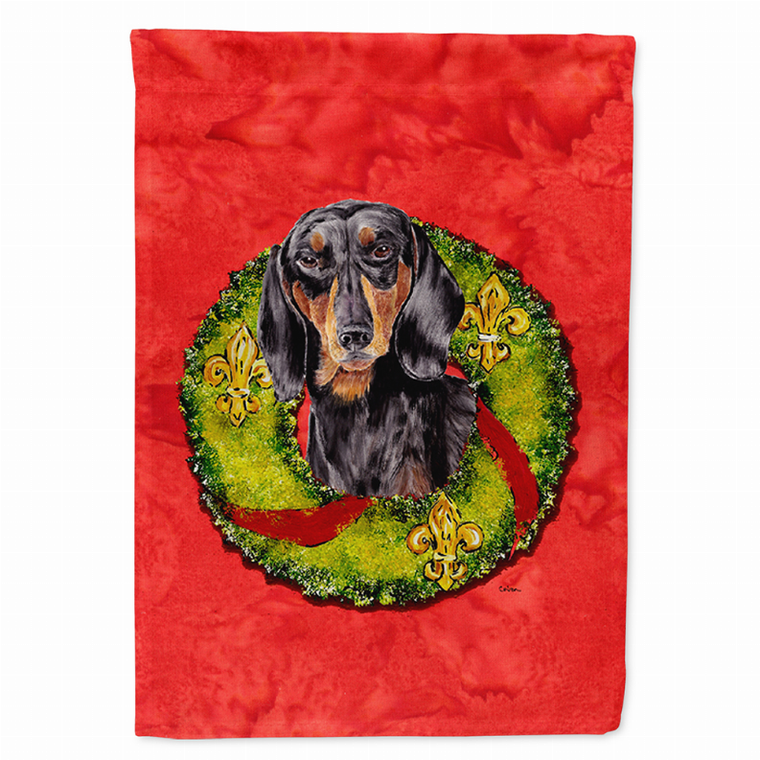 Christmas Wreath With Dog Flag Garden Size - 705332047586