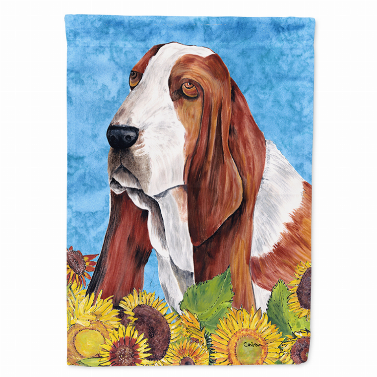Dog in Summer Flowers Flag Garden Size - 705332047258