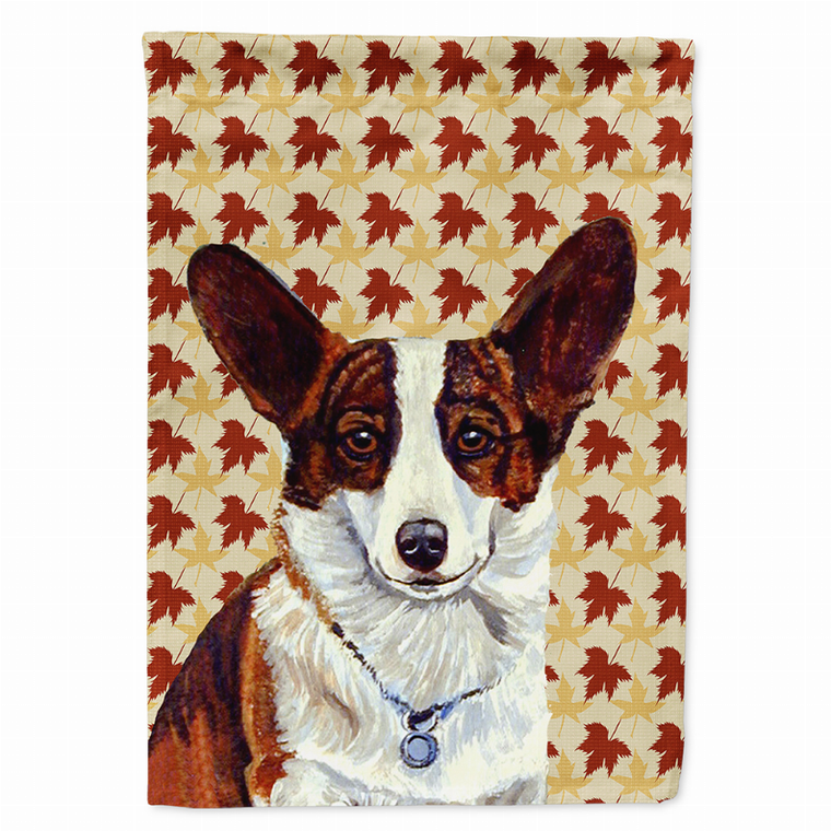 Dog Fall Leaves Portrait Flag Garden Size - 705332066099