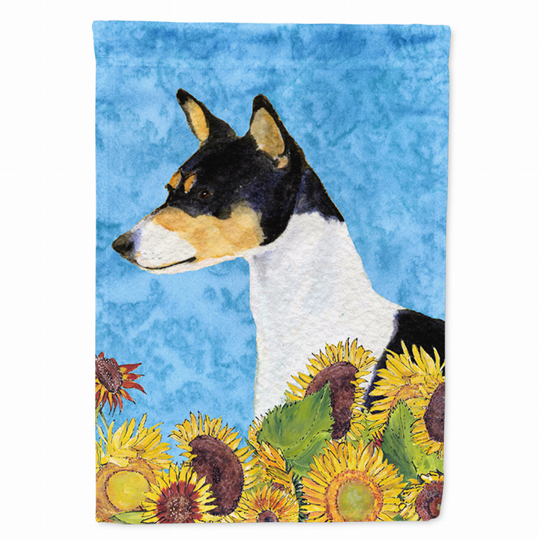Dog in Summer Flowers Flag Garden Size - 705332049481