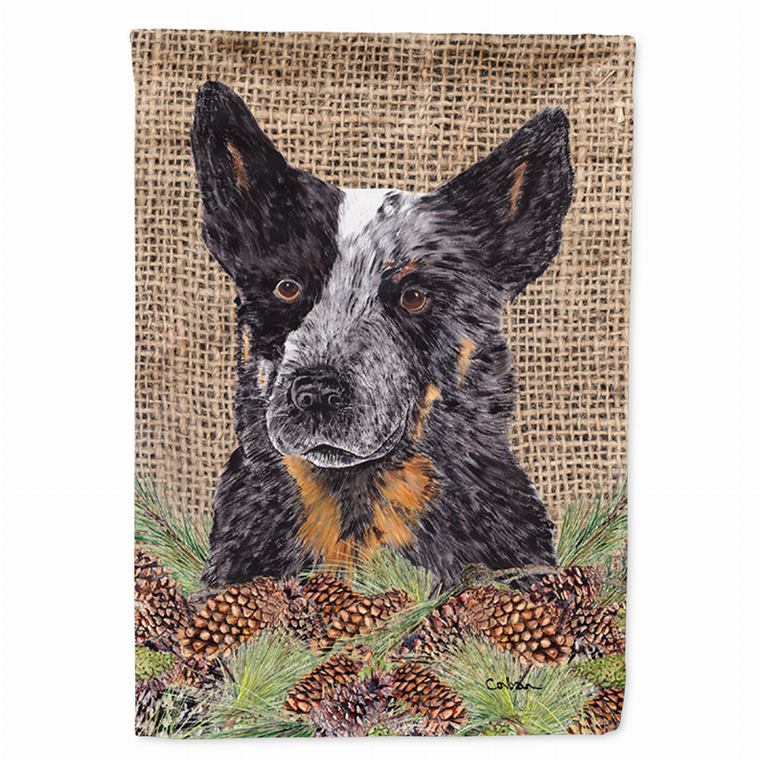 Faux Burlap and Pine Cones with Dog Flag Garden Size - 705332047098