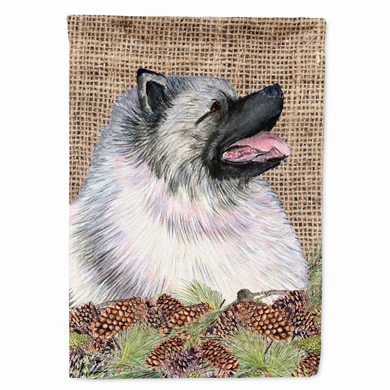 Faux Burlap and Pine Cones with Dog Flag Garden Size - 705332048811