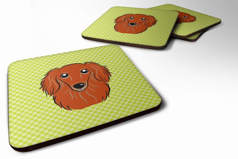 Checkerboard Design with Dog Foam Coaster Set of 4 - 615872895557
